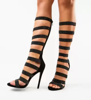 Sandale cu toc Leta Negre 3 imagine