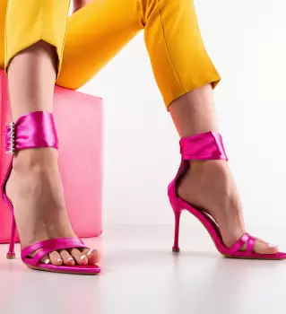 Sandale cu toc Linzi Fuchsia imagine