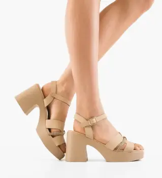 Sandale cu toc Mariko Khaki imagine