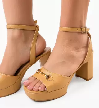 Sandale cu toc Merab Camel imagine