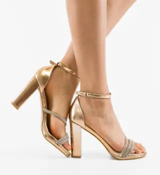 Sandale cu toc Narkis Aurii imagine