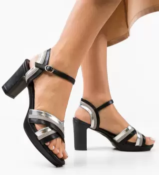 Sandale cu toc Noor Negre imagine
