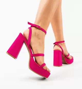 Sandale cu toc Oihana Fuchsia imagine