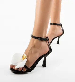 Sandale cu toc Orchidee Negre imagine