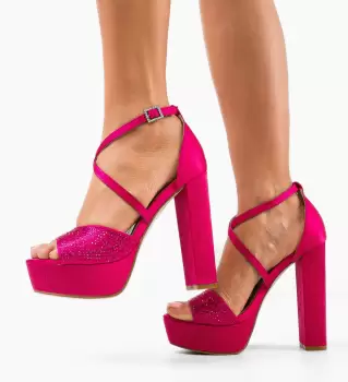 Sandale cu toc Parthen Fuchsia imagine