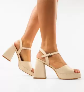 Sandale cu toc Plamen Bej imagine