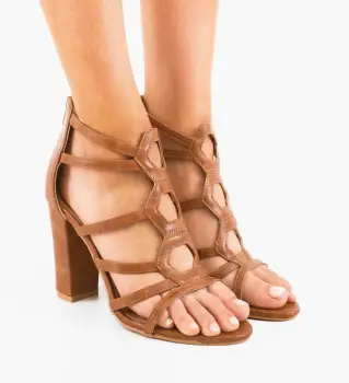 Sandale cu toc Polly Camel imagine