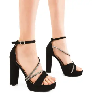 Sandale cu toc Poppy Negre imagine