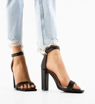Sandale cu toc Puffy Negre imagine