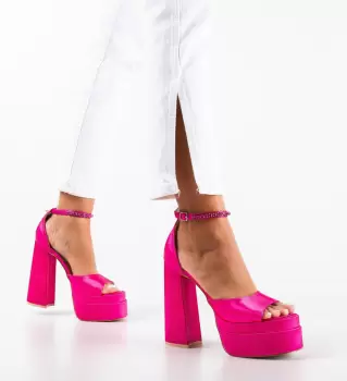 Sandale cu toc Pugh Fuchsia imagine