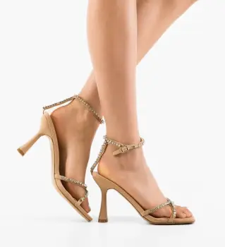 Sandale cu toc Reda Bej imagine