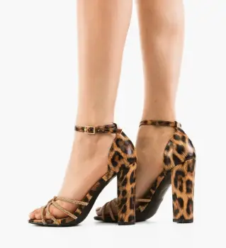 Sandale cu toc Roxane Animal Print imagine