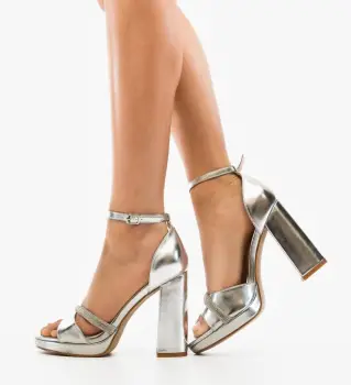 Sandale cu toc Rutyna Argintii imagine
