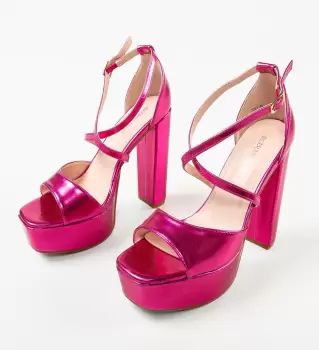Sandale cu toc Stella Fuchsia imagine
