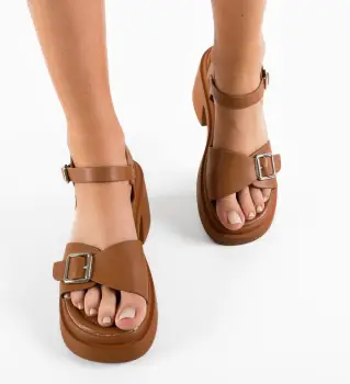 Sandale cu toc Tripoli Camel imagine