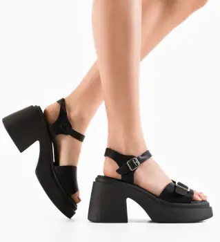 Sandale cu toc Tripoli Negre imagine