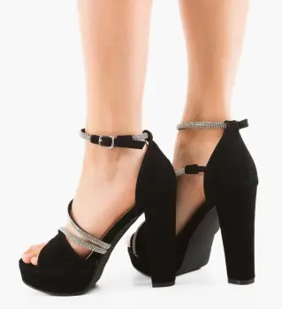 Sandale cu toc Ubyher Negre imagine