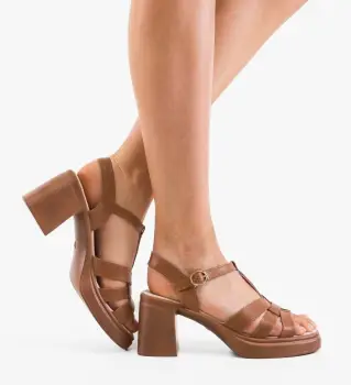 Sandale cu toc Yarty Camel imagine