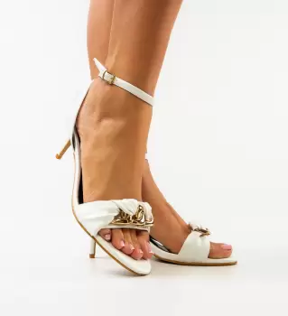 Sandale cu toc Yegorov Albe imagine