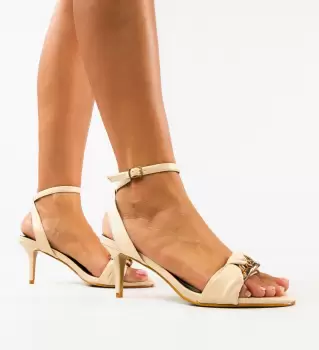 Sandale cu toc Yegorov Bej imagine