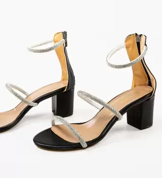 Sandale cu toc Zaxa Negre imagine