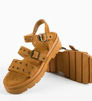 Sandale dama Agrinio Camel imagine