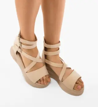 Sandale dama Almere Bej 2 imagine