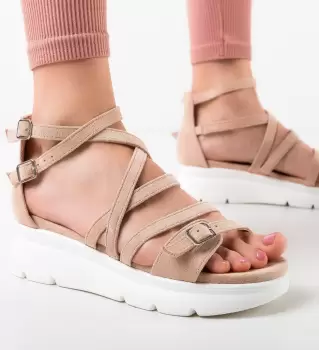 Sandale dama Brandan Bej imagine