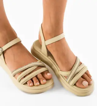 Sandale dama Caneg Bej imagine