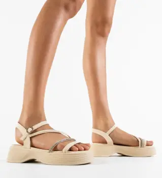 Sandale dama Fasando Bej imagine