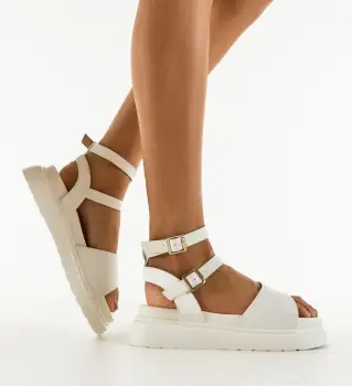 Sandale dama Sliema Albe imagine