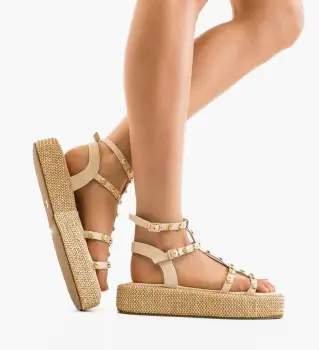 Sandale dama Straw Bej imagine