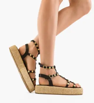 Sandale dama Straw Negre imagine