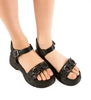 Sandale dama Yasir Negre imagine