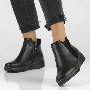 Botine piele naturala 4781 negru imagine