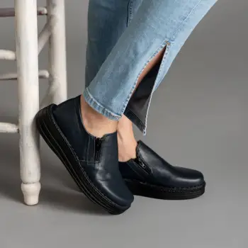 Pantofi confortabili din piele naturala 9005 albastru imagine