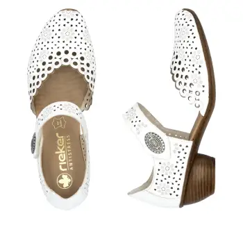 Pantofi de piele naturala Rieker 43753-80 alb imagine