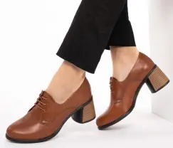 Pantofi din piele naturala 594 Maro imagine