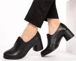 Pantofi din piele naturala 594 Negru imagine