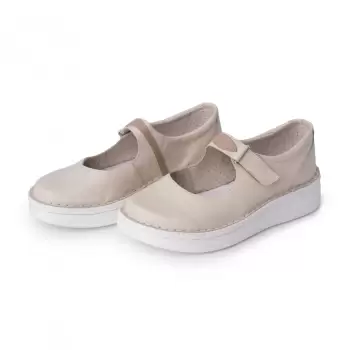 Pantofi din piele naturala Dania crem imagine