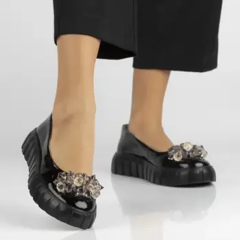 Pantofi piele 4682 negru imagine