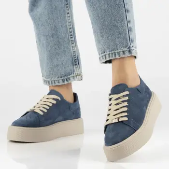 Pantofi piele 6119 albastru velur imagine