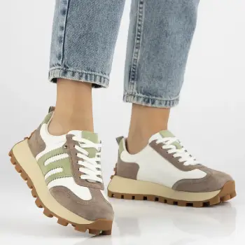 Pantofi piele 6743 alb-bej imagine