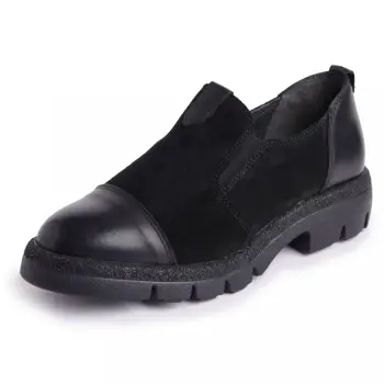 Pantofi piele casual 124904 negru-velur imagine
