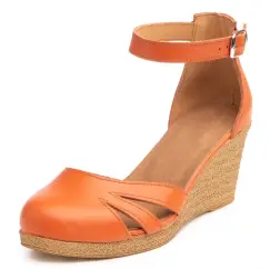 Pantofi piele naturala 036 portocaliu imagine