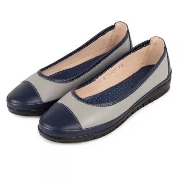 Pantofi piele naturala 1201 albastru-gri imagine