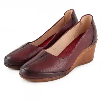 Pantofi piele naturala 1204 Visiniu imagine