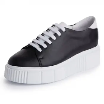 Pantofi piele naturala 1239 alb-negru imagine