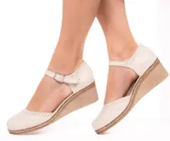 Pantofi piele naturala 242 crem imagine