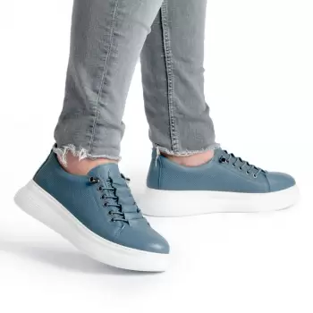 Pantofi piele naturala 320 blu imagine